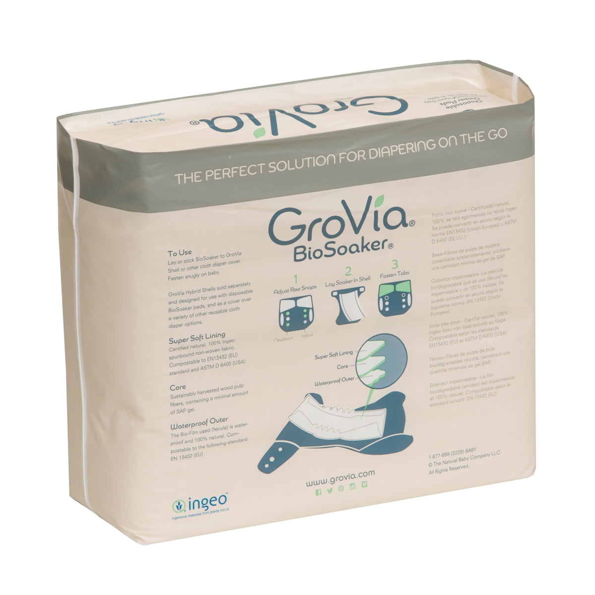 Disposable Pad for Cloth Diapers – GroVia BioSoaker – for Natural Parenting – Secure One Size Eco Friendly Adhesive Inserts – 50 Count