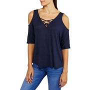 Women's Lace Up Cold Shoulder Swing Top