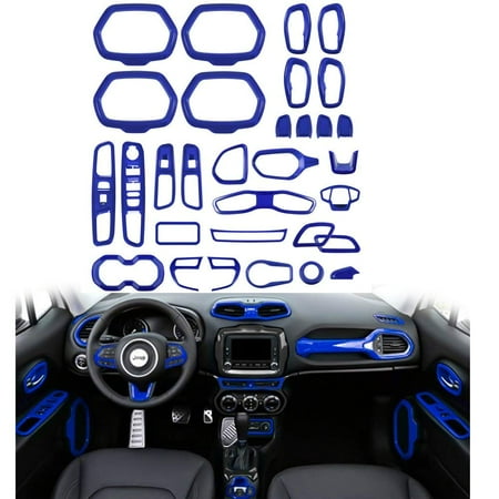 Jeep Interior - Opall ABS Auto Interior Parts Decoration 31 Pcs/Kits for Jeep Renegade 2015-2018 (BLUE)