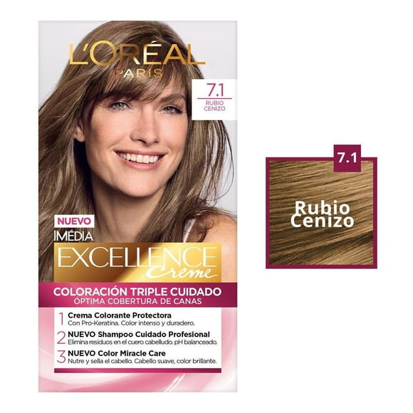 Tinte para cabello L'Oréal Imédia Excellence 7.1 rubio cenizo