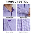 thumbnail image 7 of Men's Plaid Shirts Long Sleeve Button Down Shirts Regular Fit Work Shirt with Pocket Purple 3XL, 7 of 7