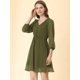 thumbnail image 4 of Vestido De Gasa Fluido Sólido Con Cintura Elástica Con Cuello En V Y Manga 3/4 Para Mujer Marrón verde XL, 4 of 6