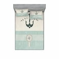 thumbnail image 2 of Ambesonne Nautical Fitted Sheet & Pillow Sham Set, Vintage Marine Anchor, Twinxl, Seafoam Beige and Black, 2 of 3