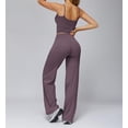 thumbnail image 7 of PISONIC Womens Workout Sets Two Piece Spaghetti Straps Crop Top Matching Straight Leg Pants Gym Work Pilates Outfits, 7 of 7