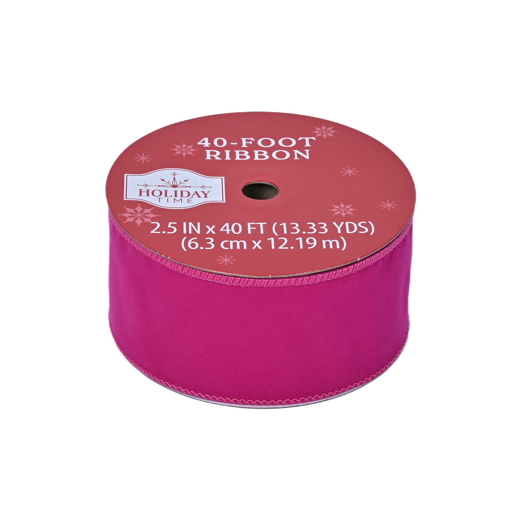 Hot Pink Velvet Christmas Ribbon, 2.5" x 40', by Holiday Time