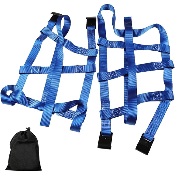 SHZAITOR 2 PCS 14-17 Inch Tires Blue Wheel Car Tow Dolly Basket Straps with Flat Hooks 10000 lbs Break Strength