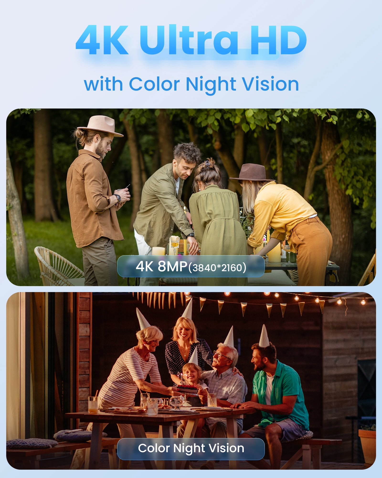 Loocam 4K 8 Channel Wi-Fi 6 Wireless Security Camera System 1TB HDD, 4pcs 8MP PT Spotlight Cameras, Color Night Vision, 2-Way Audio