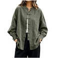 thumbnail image 3 of Vetsdori Womens Square Neck Button up Shirts Long Sleeve Cotton Linen Solid Color Casual, 3 of 8