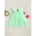 thumbnail image 4 of Bagilaanoe Toddler Baby Girl Summer Dress Flower Ruffle Fly Sleeve A-line Princess Dresses 9M 12M 18M 24M 3T 4T 5T Kid Layered Tulle Patchwork Skirt, 4 of 9