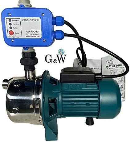 Shallow Well Jet and Booster Pump with Smart Controller Home Pressure 1 HP 110V