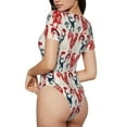 thumbnail image 3 of Easygdp Roosters Women's One-Piece Swimsuit Slim Fit Crew Neck Bodysuit Athletic Swimwear with Concealed Buckle - Medium, 3 of 9