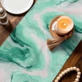 thumbnail image 3 of Green Marble Table Runner 108 Inches, Summer Ocean Wave Green Ombre Bed Runner Dresser Scarves Tabletop for Indoor Outdoor Parties/Ceremony/Banquet, 13"x 108", 3 of 8