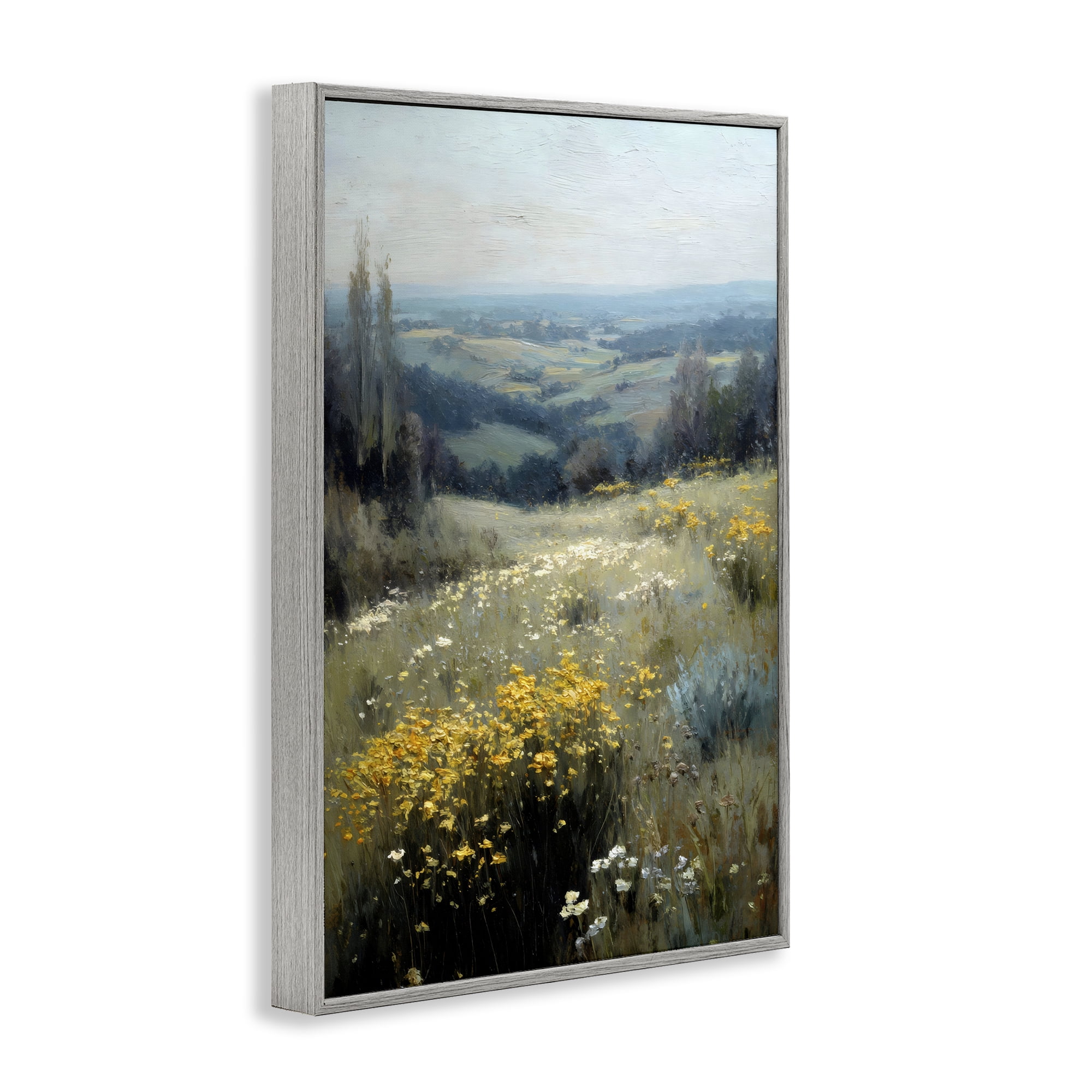 Stupell Industries Sporadic Meadow Flowers Gray Framed Giclee Art, design by Petal Prints Design