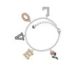 thumbnail image 2 of Delight Jewelry Silvertone Pink Rose Flower Multi-Colored Crystal Love Charm Bracelet, 2 of 5