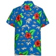 thumbnail image 2 of HAPPY BAY Men's Hawaiian Shirt Luau Beach Shirts Casual Button Down Short Sleeve Dress Shirts for Men XS Hibiscus Leaves, Blue, 2 of 6