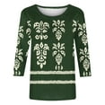 thumbnail image 5 of Yuanlook Womens Tops,3/4 Sleeve T-Shirt Crewneck Tops Fashion Blouse Casual Loose Comfy Tees Shirt - Army Green - XXXL, 5 of 5