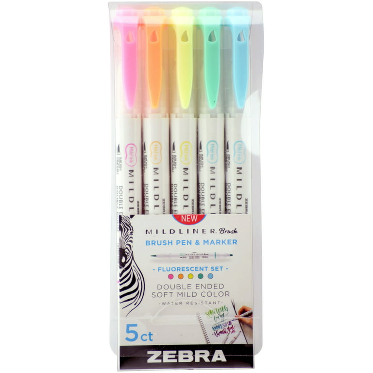 Zebra Pen Mildliner Double Ended Brush Assorted Friendly 5pk