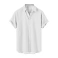 thumbnail image 2 of Huresd Mens Shirts Button Up Casual Men's Casual Solid Short Sleeve Shirts Loose Top White M, 2 of 4