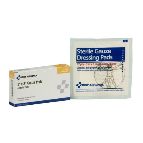 First Aid Only - 3-001-001 - 3 in x 3 in Gauze Pads