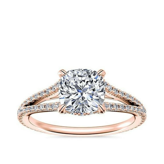 Diamond-Capitals 2.20 Carat Cushion Cut Moissanite (D/VVS1) Wonderful Wedding Ring for Women in Solid 18K Rose Gold Ring Size 7
