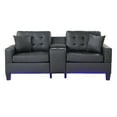 thumbnail image 6 of Benjara Iris Sofa with LED, USB Ports, Cupholders, Black Faux Leather 85 Inch, 6 of 6