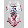 thumbnail image 1 of Talla grande hombro frío impreso floral tee asimétrico Rosegal Camisetas tallas grandes, 1 of 5