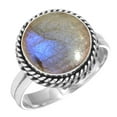 thumbnail image 1 of 925 Silver Ring For Women - Teens Gray Real Labradorite Stone Silver Ring Size 12.5 November Birthstone Costume Silver Ring Size 12.5 Gift For Wife On Birthday 925 Silver Jewelry With Gemstone, 1 of 6