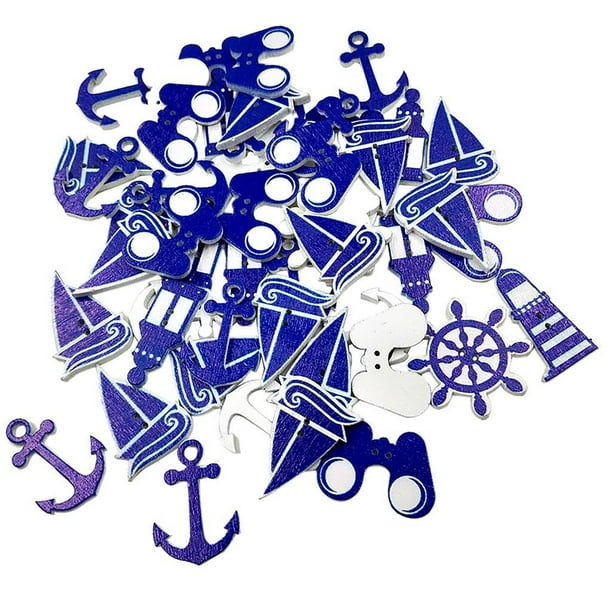 Botones de Madera Sunnimix 100pcs Azul Decorativa para Manualidades