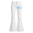 thumbnail image 3 of TGPMGRZ Girls Flare Dress Pants Elastic High Waisted Flare Dress Pants Baggy Sweatpants (Heart, Tween Girl, 11-12 Years, White), 3 of 5