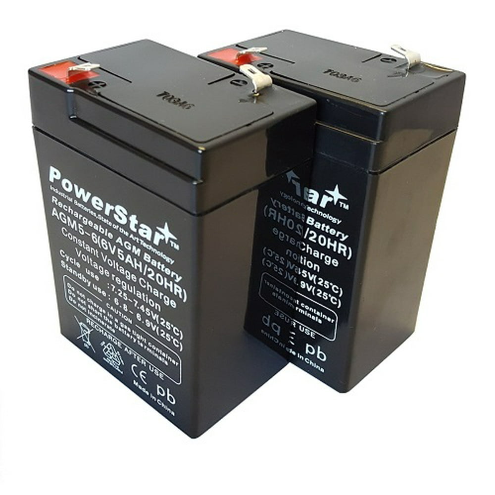 6V 6 VOLT SLA VRLA RECHARGEABLE 4, 4.5,5 AH battery by PowerStar 2Pack