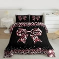 thumbnail image 2 of Homewish Cute Pink Bowtie Bedding Comforter Set 2pcs for Children Teens,Kawaii Ribbon Bow Knot Twin Comforter Sets Microfiber,Abstract Cheetah Print Breathable Bedding Set, 2 of 8