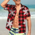 thumbnail image 7 of Kll Men'S Hawaiian Shirt Short Sleeve Button Down Beach Shirts-Snowflakes On A Buffalo Plaid Christmas, 7 of 7