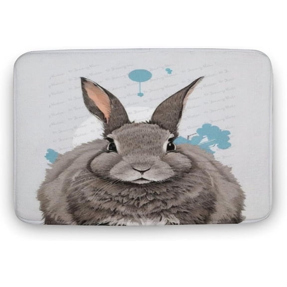 Front Door Mat, 16"x24" Indoor Outdoor Welcome Mat, Heavy Duty Low Profile Anti-Slip Entryway Rug for Home Entrance, Floor, Patio Entry & Mudroom, Cute Rabbit Printed
