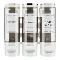 Shower Soap Dispenser Wall Mounted 3 Chamber No Drill Shampoo Dispenser for Bathroom Wall, Kitchen Wall, Hotel Shower