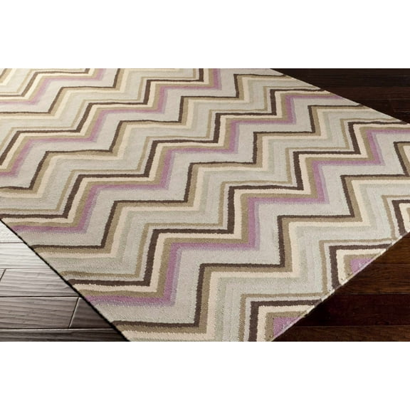 Hauteloom Delair Wool Living Room, Bedroom Area Rug - Contemporary - Peach, Charcoal, Lavender - 2' x 3'