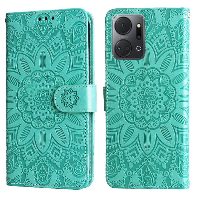 Funda tipo cartera GANGXUN para Honor X7A , diseño girasol, cuero PU, soporte, cierre magnético, tarjetero