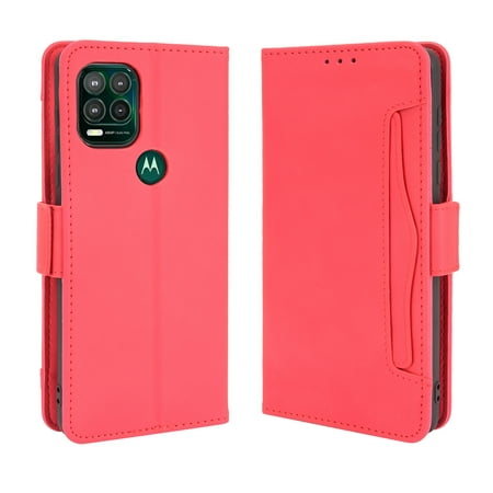 Case for Motorola MOTO G Stylus 5G 2021 Cover Adjustable Detachable Card Holder Magnetic closure Leather Wallet Case - Red