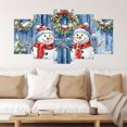 thumbnail image 2 of ZHONGYUTONG 5 Piece Christmas Wall Art Large Snowman Pictures Canvas Prints Winter Snowy Xmas Living Room Home Wall Decor Framed (16x24inx2pcs 16x32inx2pcs 16x40inx1pcs), 2 of 4