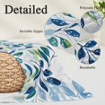 thumbnail image 6 of Navy Blue Leaves Throw Pillow Cover, Pillowcase Protectors with Zipper, Breathable Decorative Lumbar Pillow Case Cover, Green Summer Botanical Pillow Shams for Couch Sofa 12x20Inch, 6 of 8