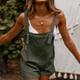 thumbnail image 4 of Gibobby pantalones holgados mujer Tirantes ajustables para mujer Botón de color sólido Pantalones cortos casuales para mujer (Verde, M), 4 of 5