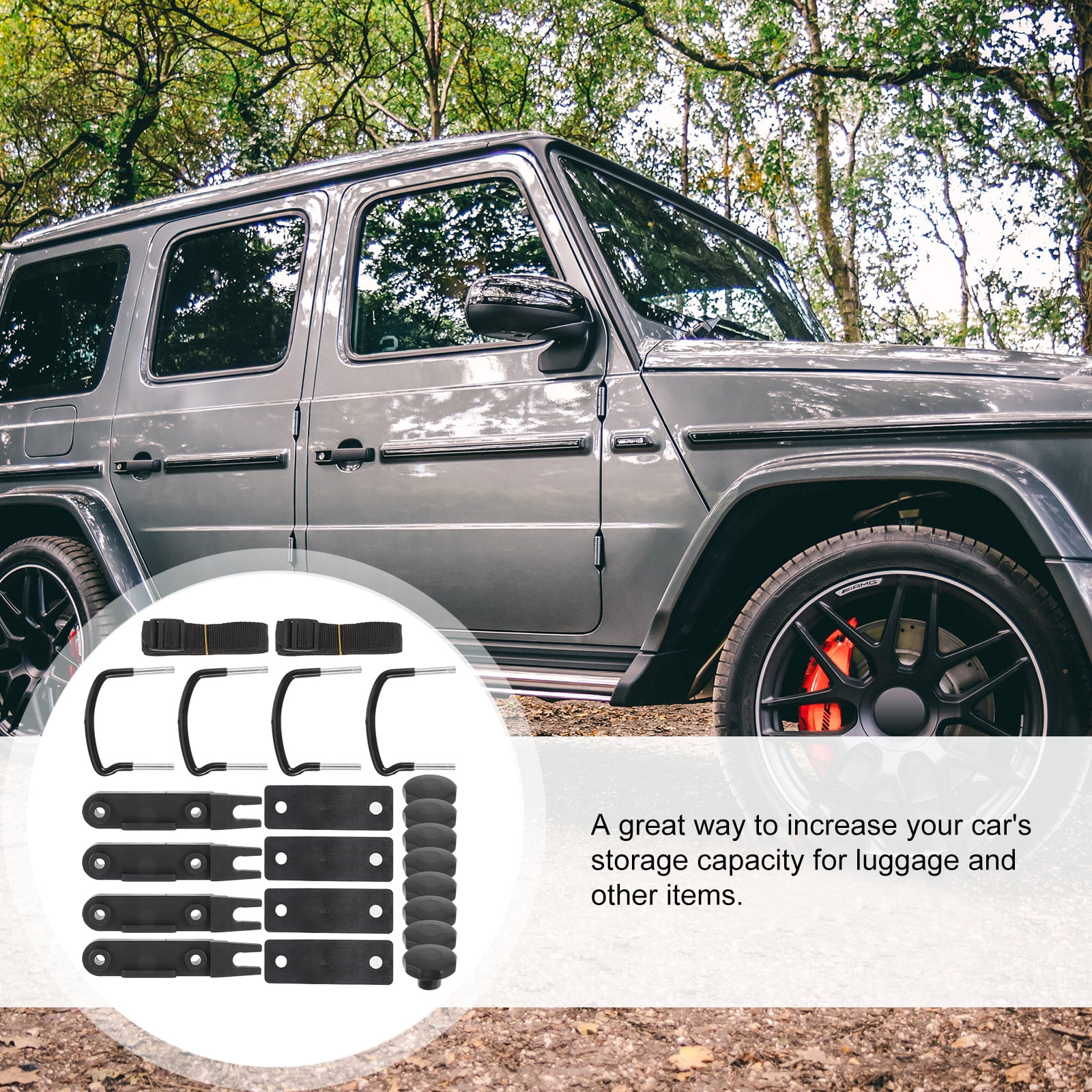 4 PCS Roof Box U-Bolt Clamps, Universal Metal Rooftop Cargo Carrier Rack Bolts, Car Van Mounting Fitting Kit, U-Bracket Clips with 8 Lock Nuts