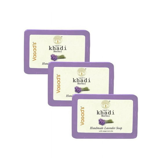 Vagad's Khadi Savon Fait Main à la Lavande 125 g Lot de 3 (125 g X 3)