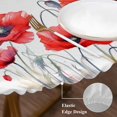 thumbnail image 4 of Red Spring Floral Table Cloth, Round Fitted Tablecloths with Elastic Edge, Pastoral Botanical Summer Elegant Wipeable Waterproof Table Cover for Kitchen Wedding 45-54 Inches, 4 of 4