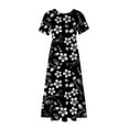 thumbnail image 4 of Amzcrzy Women's Summer Dresses 2024 Fashion Casual Bohemian Floral Beach Dresses Short Sleeve Crewneck Sundress Flowy Maxi Beach Dress Long Beach Midi Dress with Pockets S-2XL, 4 of 4