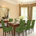 thumbnail image 6 of Chair Covers for Dining Room Set of 6, Green Abstract Geometric Washable Spandex Parsons Slipcovers, Removable Kitchen Chair Cover, Stretch Seat Protector for Home Party Hotel, 6 of 6