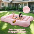 thumbnail image 3 of Tumbona inflable para adultos Pool Float MoKo con barra de hielo en forma de hoja rosa, 3 of 7