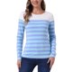 thumbnail image 1 of BLUSA CHIC PARA MUJER INSPIRE A RAYAS CON BLOQUE DE COLOR DE MANGA LARGA T-SHIRT CASUAL TAMAÑO S AZUL CLARO Y OSCURO, 1 of 6