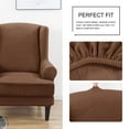 thumbnail image 5 of 2 Piece Stretch Wing Chair Slipcover, Velvet Wingback Chair Cover with Elastic Bottom Wingback Chair Slipcover Soft Removable Washable Armchair Chair Slipcovers -Camel-2 Piece, 5 of 8
