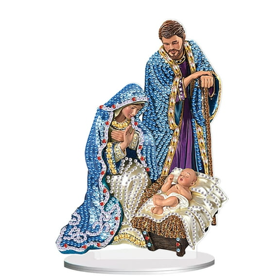 Diamond Art Painting Ornament, DIY Desktop Decorations for Family of Three, Special Shape Diamond Art, Suitable for Home Decoration Ornaments and Gifts