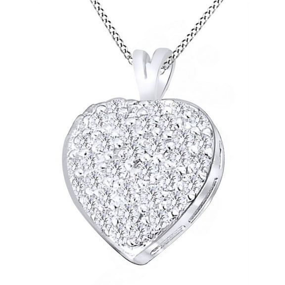 AFFY White Natural Diamond Heart Pendant in 14k White Gold (1 Cttw)